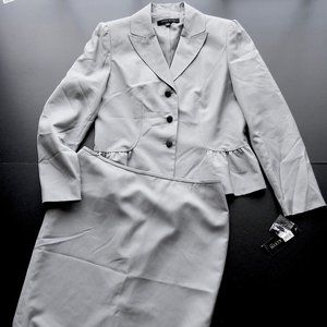 ANNE KLEIN DARK CEMENT GREY 2 PIECE SKIRT SUIT